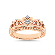 14K Rose Gold 1/20 Ct.Tw. Diamond Crown Stackable Band