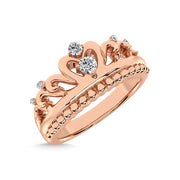 14K Rose Gold 1/20 Ct.Tw. Diamond Crown Stackable Band