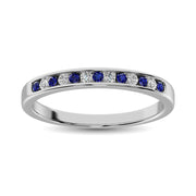 14K White Gold 1/5 Ct.tw Blue Sapphire & Diamond Machine Band