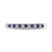 14K White Gold 1/5 Ct.tw Blue Sapphire & Diamond Machine Band