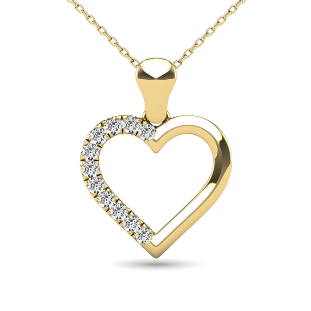 10K Yellow Gold 1/10 Ct.tw Diamond Heart Pendant