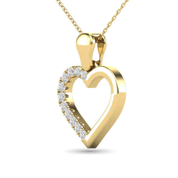 10K Yellow Gold 1/10 Ct.tw Diamond Heart Pendant