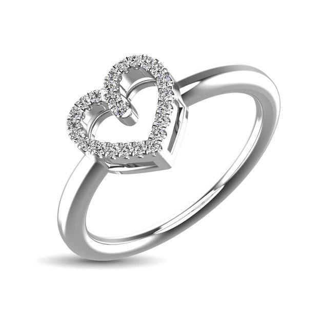 10K White Gold 1/20 Ct.tw Diamond Heart Ring