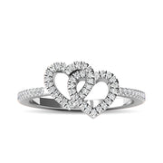 10K White Gold 1/5 Ct.tw Diamond Double Heart Ring