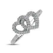 10K White Gold 1/5 Ct.tw Diamond Double Heart Ring