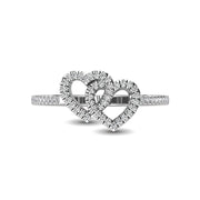 10K White Gold 1/5 Ct.tw Diamond Double Heart Ring