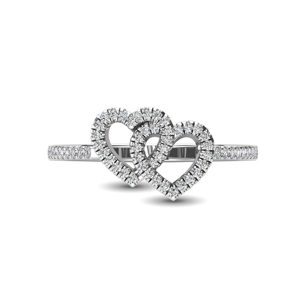 10K White Gold 1/5 Ct.tw Diamond Double Heart Ring