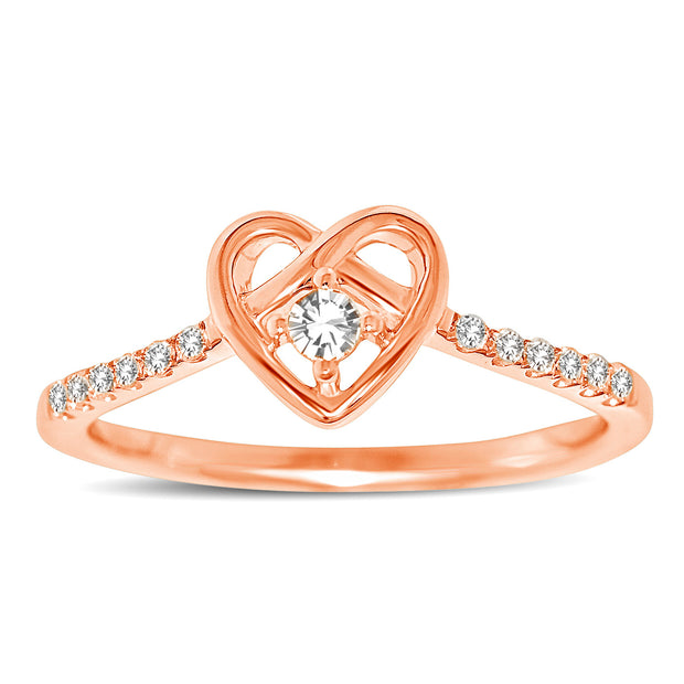 10K Rose Gold 1/5 Ct.tw Diamond Heart Ring