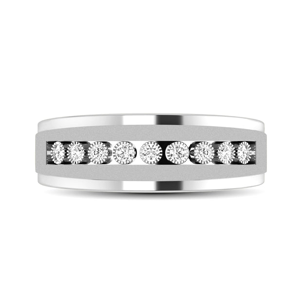 10K White Gold 1/10 Ct.Tw. Diamond Illusion Men?s Band