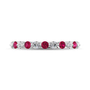 Diamond 7/8 Ct.Tw. And Ruby Stack Band in 14K White Gold ( 6 Diamond and 5 Ruby )