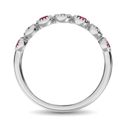 Diamond 1/5 Ct.Tw. And Ruby Stack Band in 14K White Gold ( 3 Diamond and 4 Ruby )