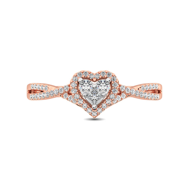 10K Rose Gold 1/4 Ct.Tw. Diamond Heart Ring