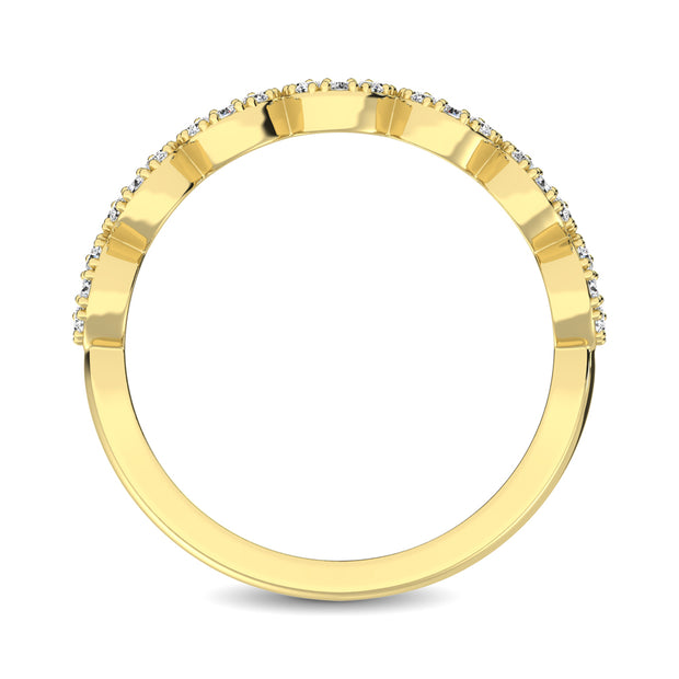 14K Yellow Gold 1/3 Ct.Tw. Diamond 7 Station Stackable Band