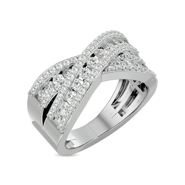 Diamond 1 Ct.tw Crossover Fashion Ring in 14K White Gold