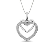 Diamond Duel Heart Pendant 1/10 Ct.tw in Sterling Silver