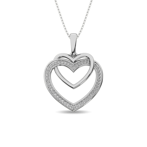 Diamond Duel Heart Pendant 1/10 Ct.tw in Sterling Silver