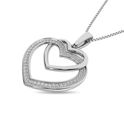 Diamond Duel Heart Pendant 1/10 Ct.tw in Sterling Silver