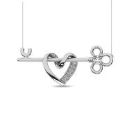 Diamond 1/20 Ct.tw Heart and Key Necklace in Sterling Silver