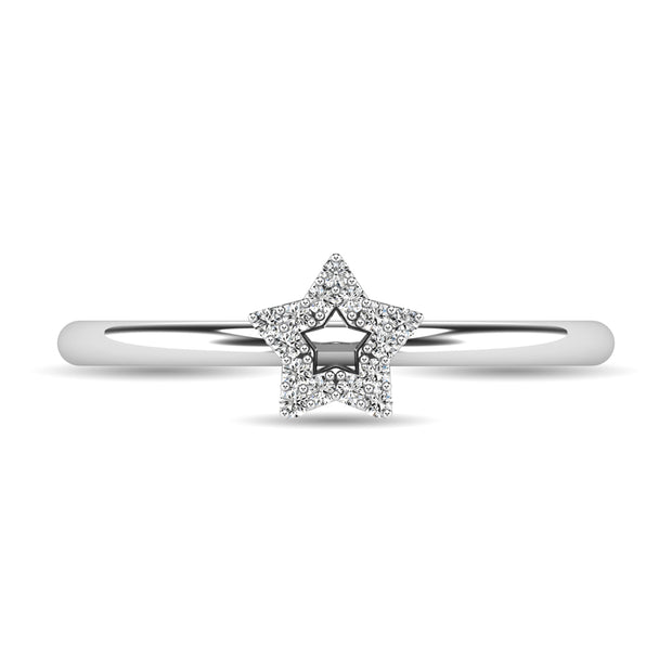 Diamond 1/20 Ct.tw Star Ring in 10K White Gold