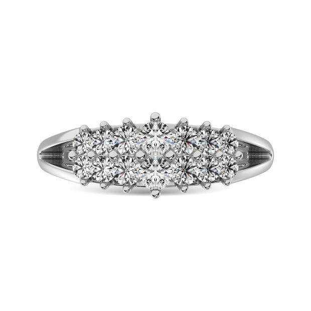Diamond 1/2 Ct.tw Round Cut Pyramid Ring in 14K White Gold