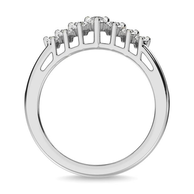 Diamond 1/2 Ct.tw Round Cut Pyramid Ring in 14K White Gold