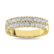 14K Yellow Gold 1/2 Ct.Tw. Diamond and 2 Row Fashion Ring