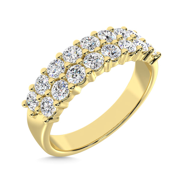 14K Yellow Gold 1/2 Ct.Tw. Diamond and 2 Row Fashion Ring