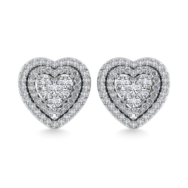 Diamond 7/8 Ct.Tw. Heart Earrings in 14K White Gold