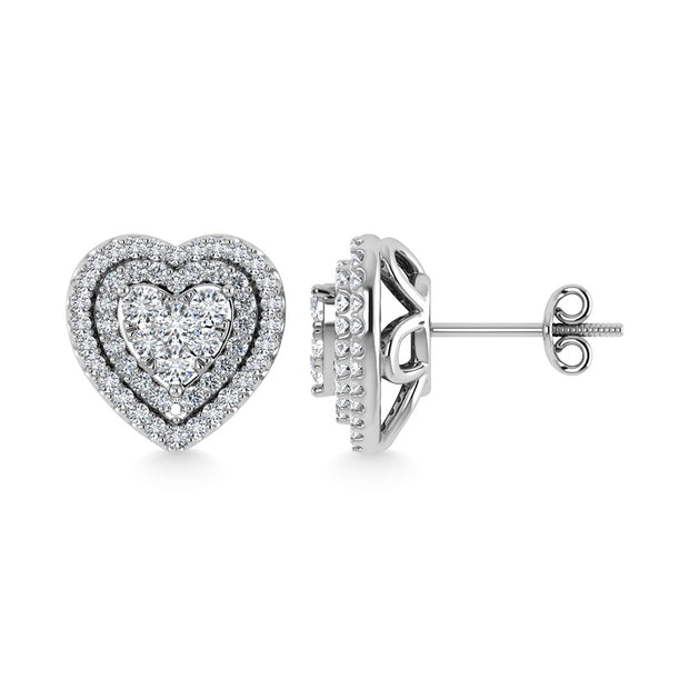 Diamond 7/8 Ct.Tw. Heart Earrings in 14K White Gold