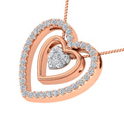 10K Rose Gold 1/2 Ct.Tw. Diamond Double Heart Pendant