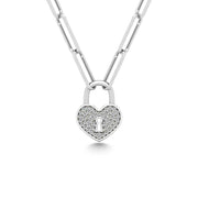 Diamond 1/10 Ct.Tw. Lock Pendant in 925 Silver