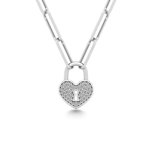 Diamond 1/10 Ct.Tw. Lock Pendant in 925 Silver