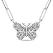Diamond 1/10 Ct.Tw. Butterfly Pendant in 925 Silver