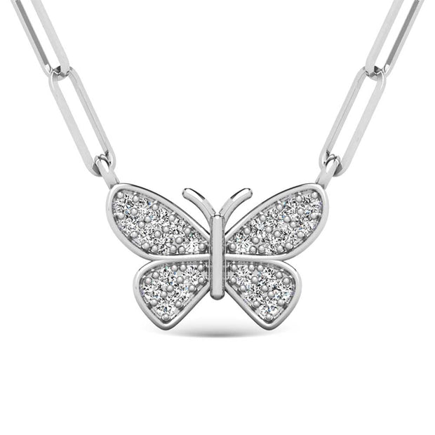 Diamond 1/10 Ct.Tw. Butterfly Pendant in 925 Silver