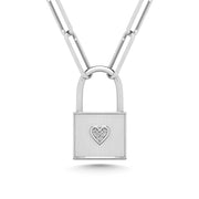 Diamond 1/50 Ct.Tw. Lock Pendant in 925 Silver