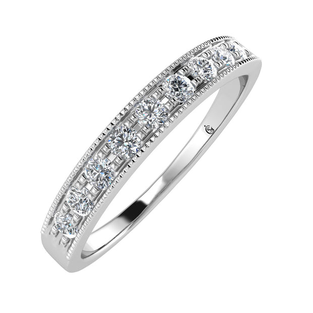 14K White Gold Diamond 1/4.Ct. Tw. Men?s Machine Band