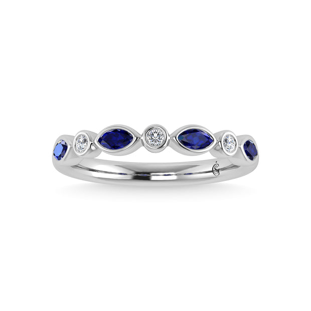 14K White Gold Blue Sapphire 1/2 Ct.Tw. Stackable Band