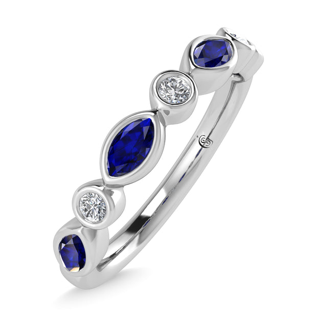 14K White Gold Blue Sapphire 1/2 Ct.Tw. Stackable Band