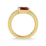 14K Yellow Gold Diamond and Ruby 1 3/8 Ct.Tw. Stackable Band