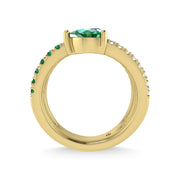 14K Yellow Gold Diamond and Emerald 1 1/4 Ct.Tw. Stackable Band