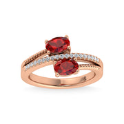 14K Rose Gold Diamond and Ruby 1 1/3 Ct.Tw. Stackable Band