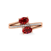 14K Rose Gold Diamond and Ruby 1 1/3 Ct.Tw. Stackable Band