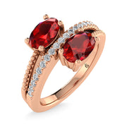 14K Rose Gold Diamond and Ruby 1 1/3 Ct.Tw. Stackable Band