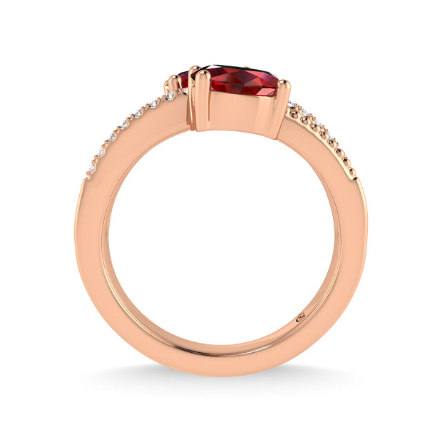 14K Rose Gold Diamond and Ruby 1 1/3 Ct.Tw. Stackable Band