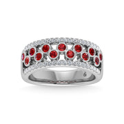 14K White Gold Diamond and Ruby 3/4 Ct.Tw. Fashion Ring