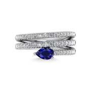 14K White Gold Diamond and Blue Sapphire 1 3/8 Ct.Tw. Fashion Ring