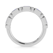 14K White Gold  3/8 Ct.Tw. Alternate Diamond and Blue Sapphire Stackable Band