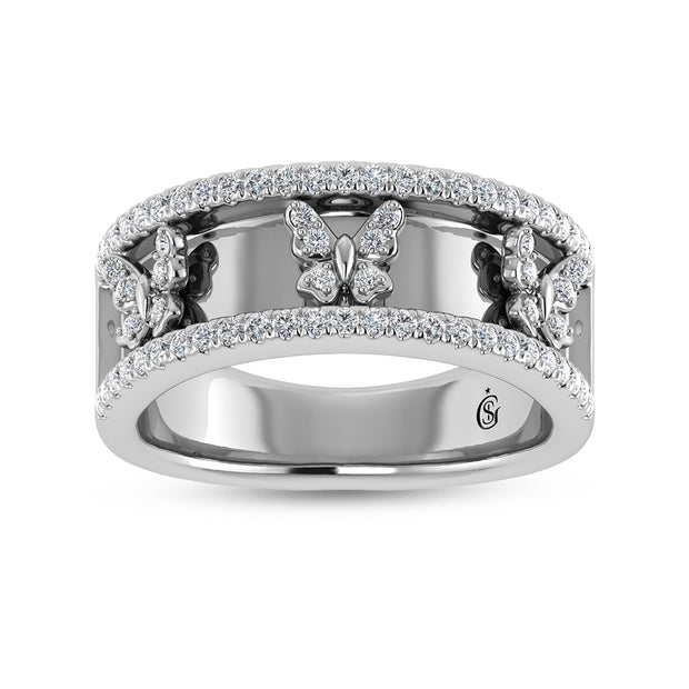 14K White Gold Diamond 1/3 Ct.Tw. Butterfly Fashion Ring