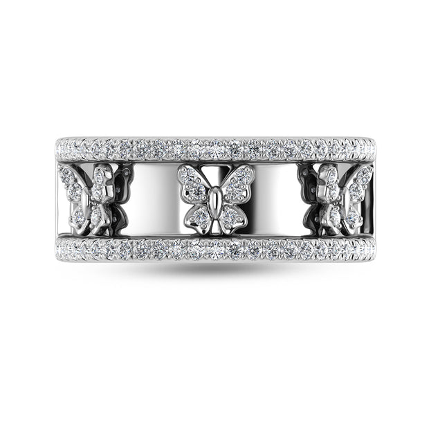 14K White Gold Diamond 1/3 Ct.Tw. Butterfly Fashion Ring