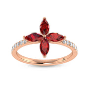 14K Rose Gold Diamond 1 1/3 Ct.Tw. & Ruby Fashion Ring